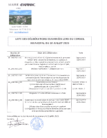 LISTE DELIBERATIONS CM DU 20 JUILLET 2023